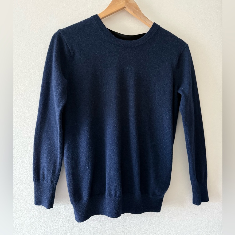 SANDRO PARIS Women's Navy Twist Back Scoop Neck Cashmere-blend Sweater Size 1